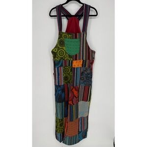 LIKE INTERNATIONAL BOHO PATCHWORK OVERALLS 100% COTTON SMALL